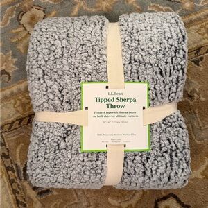 L.L. Bean Soft Gray Sherpa Throw New with tags!